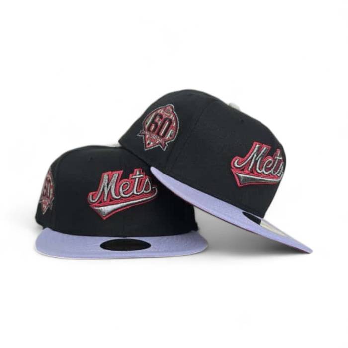 ニューエラ New Era 【 Black New York Mets Lavender Visor Burgundy Bottom 60Th Anniversary Side Patch 59Fifty Fitted Unisex 】 黒色 ブラック メッツ ワイン色・バーガンディー ズボン ボトムス ユニセックス|スニケス