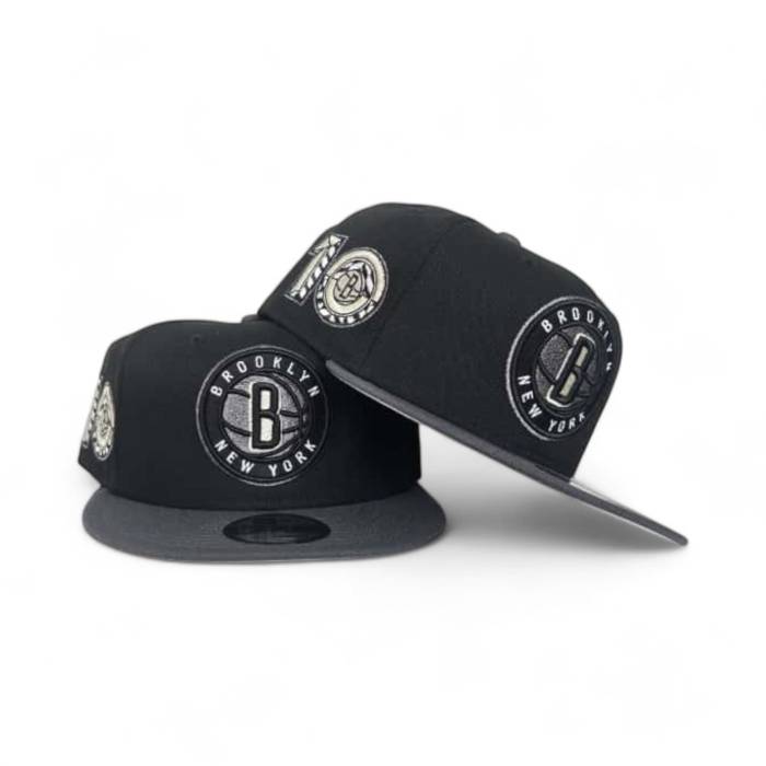ニューエラ New Era 【 Black Brooklyn Nets Dark Gray Visor Gray Bottom 10Th Anniversary Side Patch 9Fifty Snapback Unisex 】 黒色 ブラック ブルックリン ネッツ gray 灰色・グレー・グレイ ズボン ボトムス Snapback スナ｜スニケス