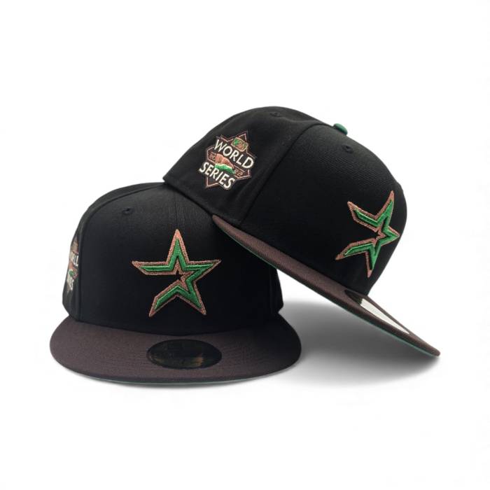 ニューエラ New Era 【 Black Houston Astros Brown Visor Green Bottom 2022 World Series Side Patch 59Fifty Fitted Unisex 】 黒色 ブラック ヒューストン アストロズ 茶色 ブラウン green 緑・グリーン ズボン ボトムス|スニケス