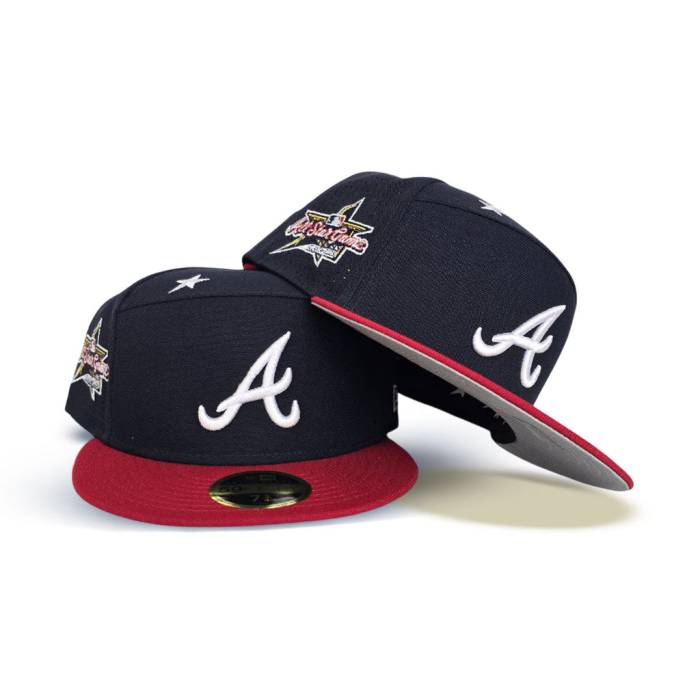 ニューエラ New Era 【 Navy Blue Atlanta Braves Red Visor Gray Bottom 2025 All Star Game Side Patch Split Panel On-Field 59Fifty Fitted Unisex 】 紺色 ネイビー 青色 ブルー アトランタ ブレーブス Red 赤・レッド gray 灰色｜スニケス