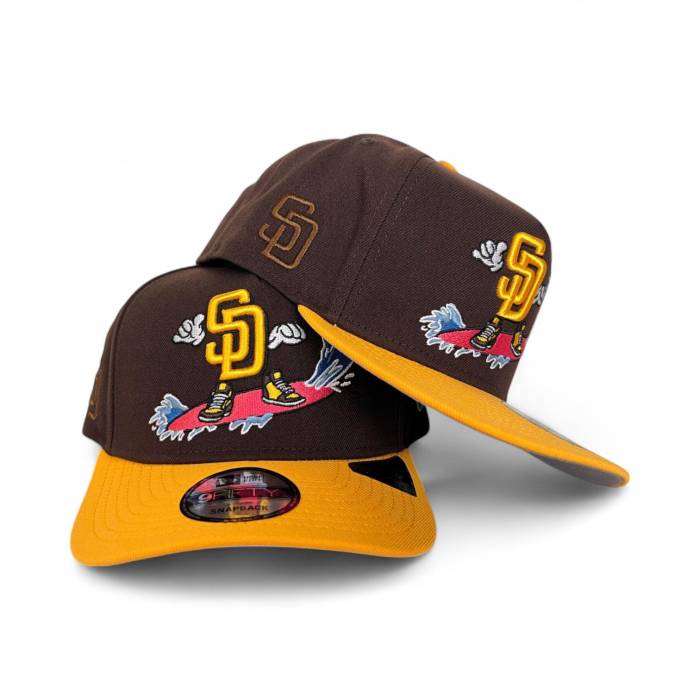 ニューエラ New Era 【 Brown San Diego Padres Yelllow Curved Brim Gray Bottom Cartoon Pack 9Fifty A-Frame Snapback Unisex 】 茶色 ブラウン パドレス gray 灰色・グレー・グレイ ズボン ボトムス Snapback スナップバック|スニケス