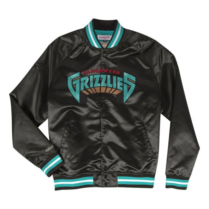 ミッチェル&ネス Mitchell & Ness 【 Vancouver Grizzlies Black Satin Light Jacket Unisex 】 バンクーバー グリズリーズ 黒色 ブラック サテン Jacket ジャケット ユニセックス|スニケス
