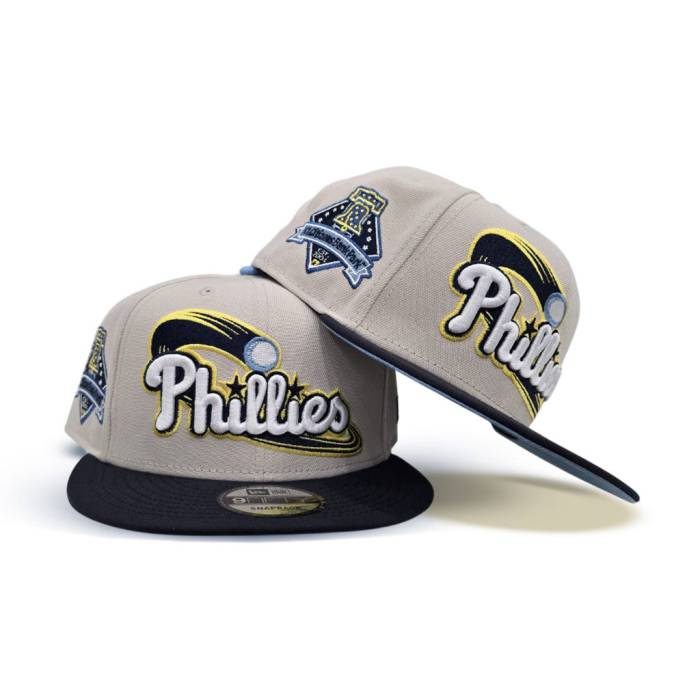 ニューエラ New Era 【 Stone Philadelphia Phillies Navy Blue Visor Sky Blue Bottom Citizens Bank Park Est. 2004 Side Patch 9Fifty Snapback Unisex 】 フィラデルフィア フィリーズ 紺色 ネイビー 青色 ブルー スカイ ズボン