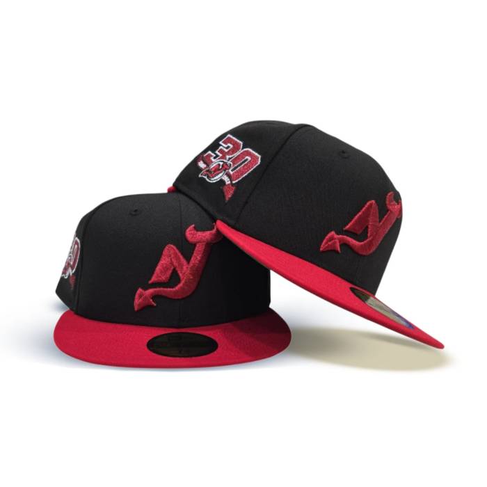 ニューエラ New Era 【 Black New Jersey Devils Red Visor Green Bottom 30Th Anniversary Side Patch 59Fifty Fitted Unisex 】 黒色 ブラック ジャージ デビルス Red 赤・レッド green 緑・グリーン ズボン ボトムス ユニセ｜スニケス