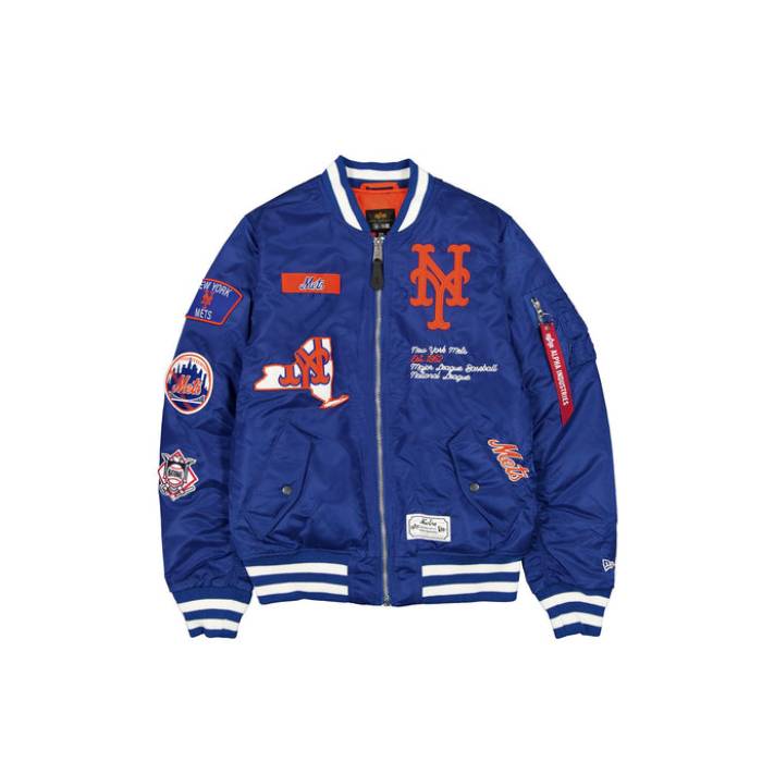 アルファインダストリーズ Alpha Industries 【 Royal Blue New York Mets  Ma-1 New Era Bomber Jacket Unisex 】 青碧 青色 メッツ Jacket 上衣 ユニ一発やる メンズファッション-コート・ジャケット