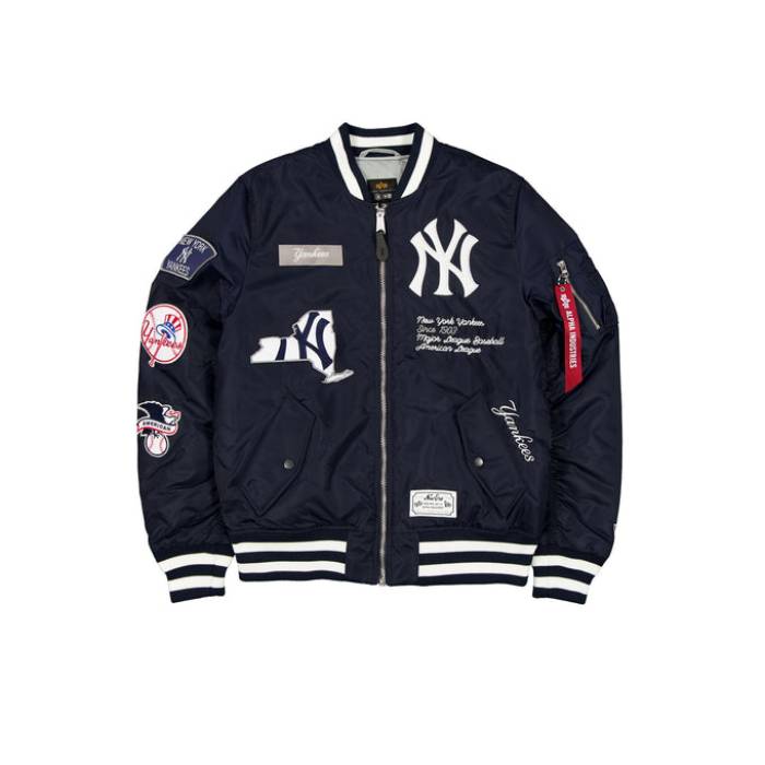 アルファインダストリーズ Alpha Industries 【 Navy Blue New York Yankees  Ma-1 New Era Bomber Jacket Unisex 】 紺色 米国海軍 青碧 青色 ヤンキース Jacket 上衣 ユニ一発やる メンズファッション-コート・ジャケット