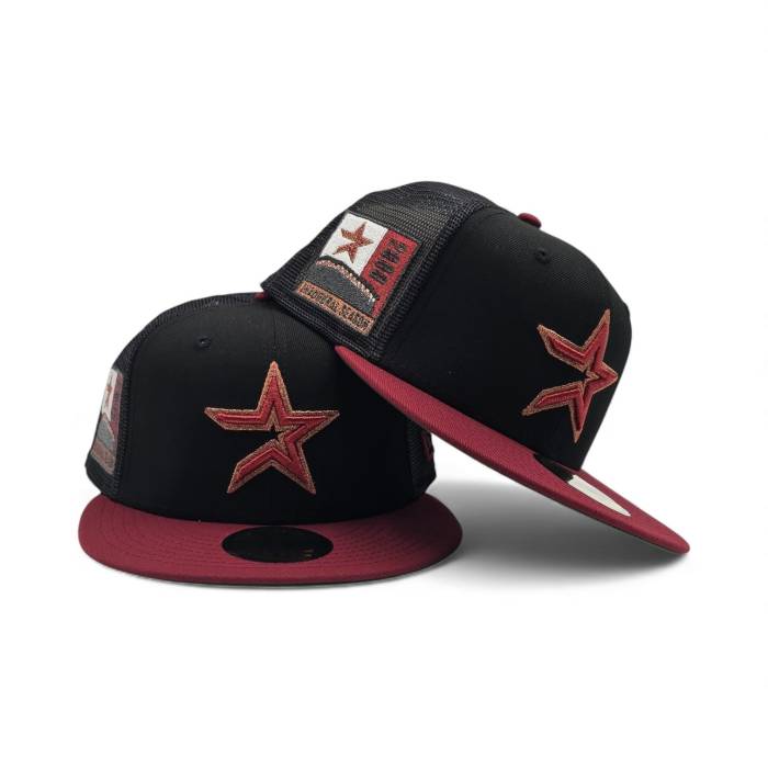 ニューエラ New Era 【 Black Trucker Houston Astros Brick Red Visor Gray Bottom 2000 Inaugural Season Side Patch 59Fifty Fitted Unisex 】 黒色 ブラック トラッカー ヒューストン アストロズ Red 赤・レッド gray 灰色・グ｜スニケス