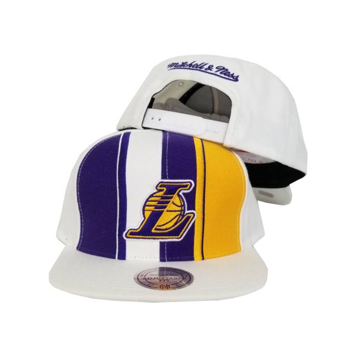 ミッチェル&ネス Mitchell & Ness 【 White / Purple Los Angeles Lakers Snapback Hat Unisex 】 白色 ホワイト Purple 紫・パープル Lakers レイカーズ Snapback スナップバック バッグ ユニセックス