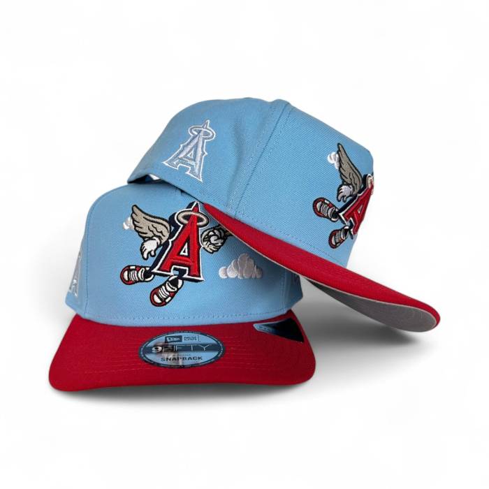 ニューエラ New Era 【 Sky Blue Los Angeles Angels Red Curved Brim Gray Bottom Cartoon Pack 9Fifty A-Frame Snapback Unisex 】 スカイ 青色 ブルー angels エンジェルス Red 赤・レッド gray 灰色・グレー・グレイ ズボン ボ|スニケス