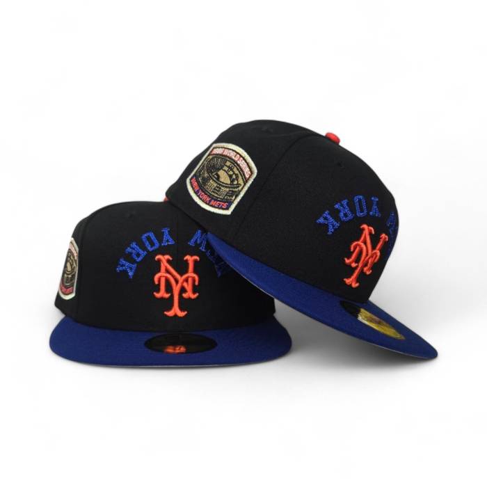 ニューエラ New Era 【 Black New York Mets Royal Blue Visor Gray Bottom 1969 World Series Side Patch 59Fifty Fitted Unisex 】 黒色 ブラック メッツ 青色 ブルー gray 灰色・グレー・グレイ ズボン ボトムス シリーズ ユ|スニケス