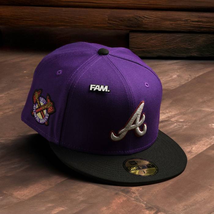 ニューエラ New Era 【 Atlanta Braves Mlb Purple Black Two Tone Green Uv / 59Fifty Cap Men 】 アトランタ ブレーブス Purple 紫・パープル 黒色 ブラック green 緑・グリーン キャップ 帽子 メンズ|スニケス