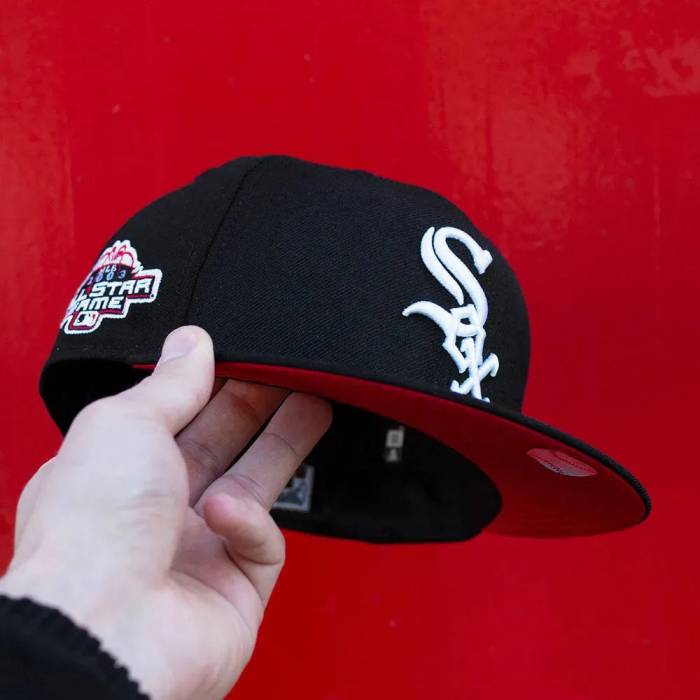 ニューエラ New Era 【 59Fifty Mlb Chicago White Sox All Star Game 2003 Black Wool / Red Uv Fitted Cap Men 】 シカゴ 白色 ホワイト Game ゲーム 黒色 ブラック Red 赤・レッド キャップ 帽子 メンズ