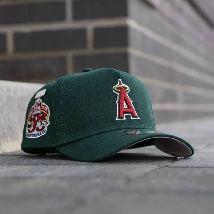 ニューエラ New Era 【 9Forty A-Frame Mlb Anaheim Angels 35Th Anniversary Dark Green / Pink Uv Snapback Cap Men 】 アナハイム angels エンジェルス green 緑・グリーン pink ピンク Snapback スナップバック バッグ キャッ