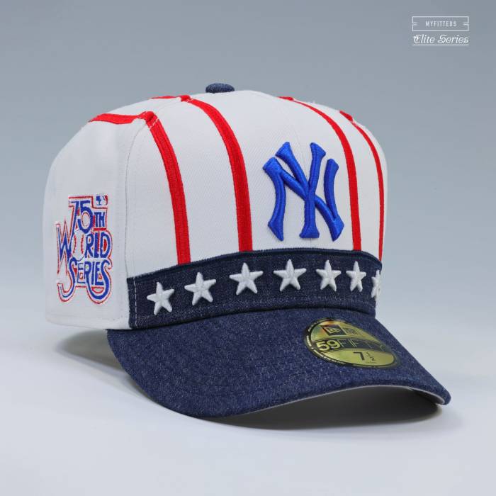 ニューエラ New Era 【 New York Yankees 75Th World Series Americana Elite Series Fitted Cap Unisex Glacial White / Washi Blue / Radiant Red / Blue Sapphire 】 ヤンキース シリーズ エリート キャップ 帽子 ユニセックス 白色｜スニケス