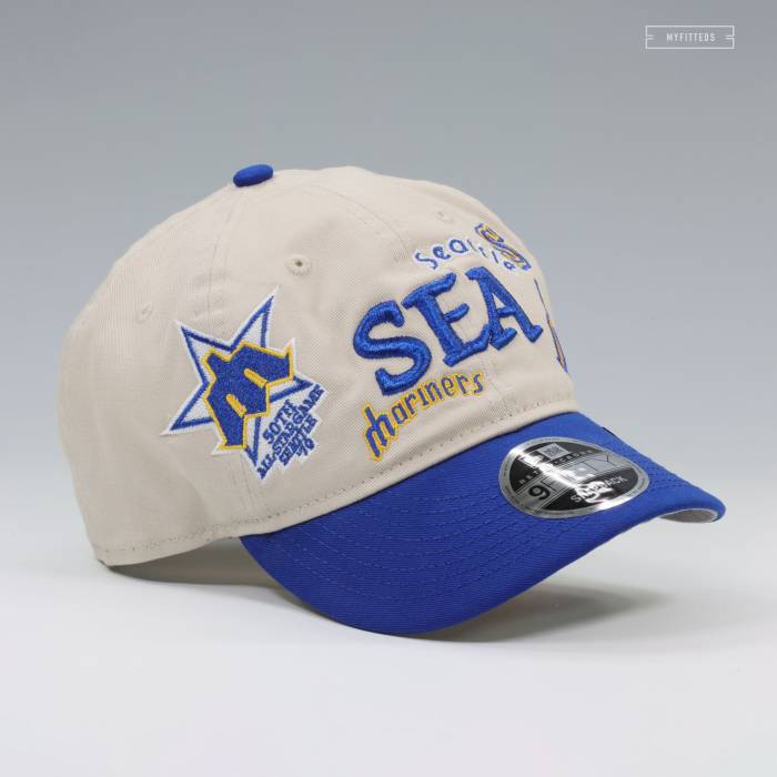 ニューエラ New Era 【 Seattle Mariners Good Retro Collage 9Fifty Retro Crown Snapback Hat Unisex Sandstone / Blue Sapphire / Argent Gold 】 シアトル マリナーズ レトロ Snapback スナップバック バッグ ユニセックス 青色|スニケス