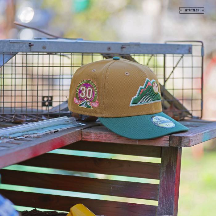 ニューエラ New Era 【 Colorado Rockies 30Th Anniversary Camper Pack Fitted Cap Unisex Old Gold / Hunter Green / Blush 】 コロラド ロッキーズ キャップ 帽子 ユニセックス ゴールド green 緑・グリーン｜スニケス