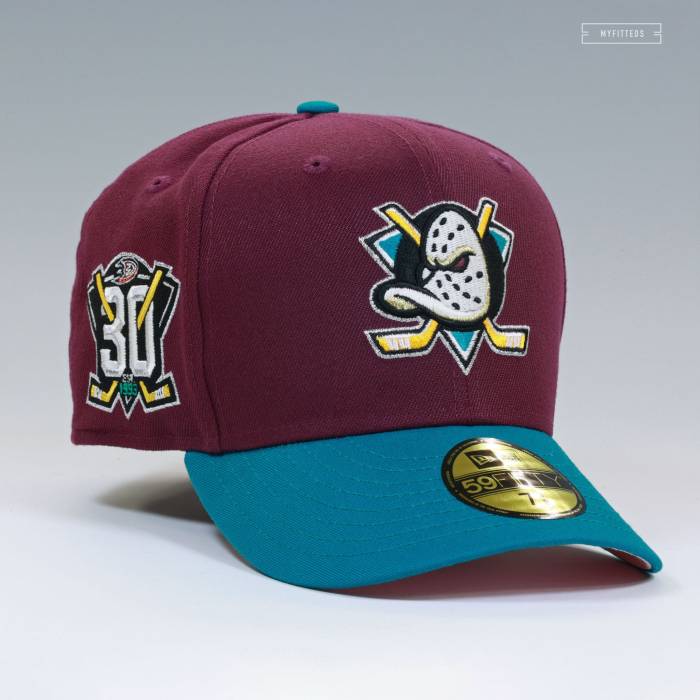 ニューエラ New Era 【 Anaheim Mighty Ducks 30Th Anniversary Jersey Inspired Shy Pink Uv Fitted Cap Unisex Intense Maroon / Tidal Wave / Shy Pink 】 アナハイム ダックス ジャージ pink ピンク キャップ 帽子 ユニセックス マ｜スニケス