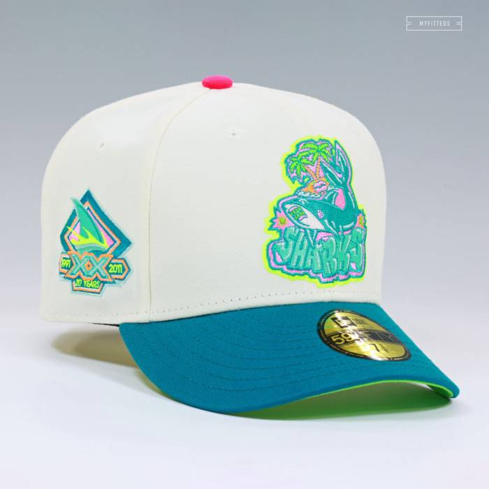 ニューエラ New Era 【 San Jose Sharks 20Th Anniversary Girlmobb Artist Series Off White Fitted Cap Unisex Off White / Tidalwave / Strawberry / Erin Green 】 シャークス シリーズ 白色 ホワイト キャップ 帽子 ユニセックス｜スニケス