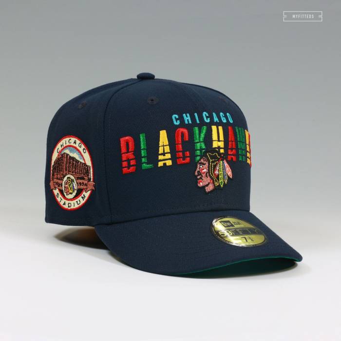 ニューエラ New Era 【 Chicago Blackhawks Chicago Stadium Nightshade Skate Marks Fitted Cap Unisex Nightshade / Multi-Color 】 シカゴ ブラックホークス スタジアム Skate スケート キャップ 帽子 ユニセックス｜スニケス