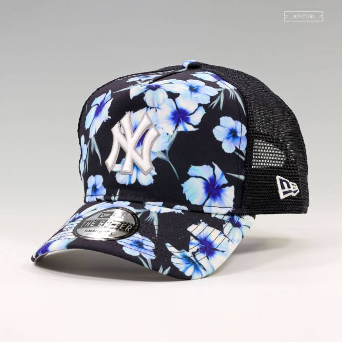 ニューエラ New Era 【 New York Yankees Icy Floral Trucker Mesh Golfer Snapback Hat Unisex Jet Black / Icy Blue / Blue Sapphire / Glacial White 】 ヤンキース トラッカー Snapback スナップバック バッグ ユニセックス 黒色｜スニケス