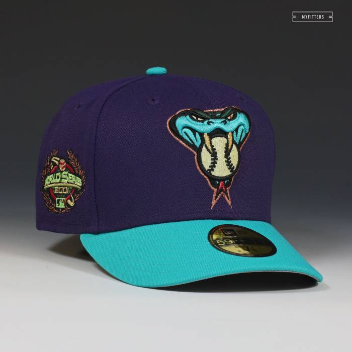 ニューエラ New Era 【 Arizona Diamondbacks 2001 World Series Laurel Snake Fitted Cap Unisex Concord / Calypso Green / Copper Metallic 】 アリゾナ ダイヤモンドバックス シリーズ キャップ 帽子 ユニセックス コンコル｜スニケス