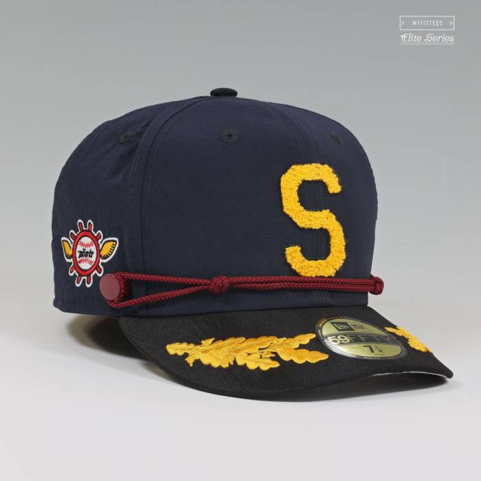 ニューエラ New Era 【 Seattle Pilots My Hero Academia Inasa's Hat Inspired Elite Series Fitted Cap Unisex Grunge Navy / Russet Sunset / Golden Sunshine 】 シアトル エリート シリーズ キャップ 帽子 ユニセックス 紺色 ネイ