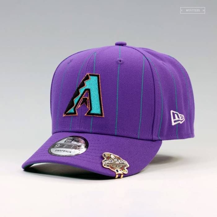 ニューエラ New Era 【 Arizona Diamondbacks 2001 World Series Pinstripe Cap Bytes Snapback Unisex Jet Black / Glacial White 】 アリゾナ ダイヤモンドバックス シリーズ キャップ 帽子 Snapback スナップバック バッグ ユ|スニケス