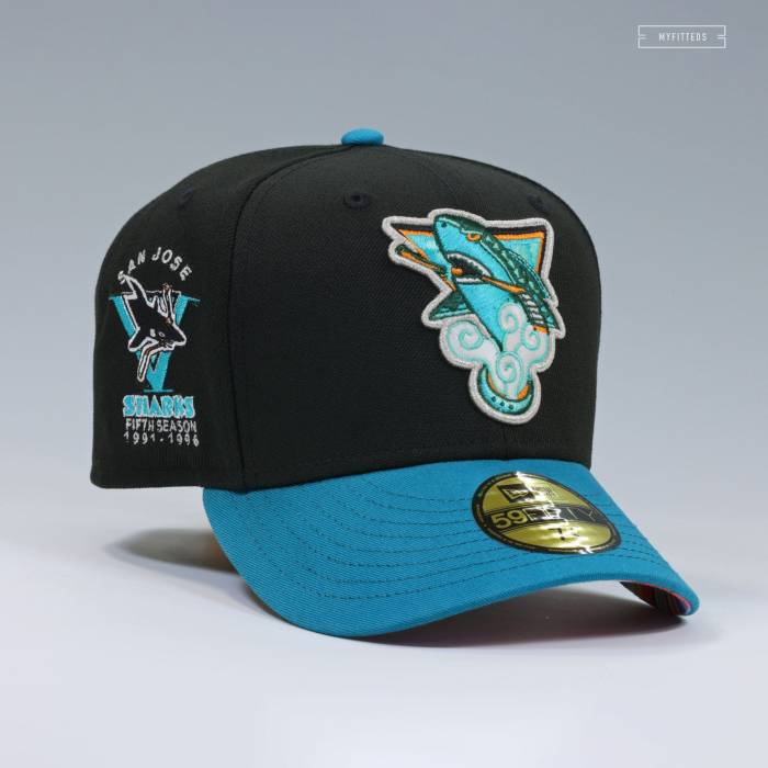 ニューエラ New Era 【 San Jose Sharks Fifth Season Quetzalli Jimenez Serape Uv 2 Tone Fitted Cap Unisex Jet Black / Tidalwave / Serape 】 シャークス キャップ 帽子 ユニセックス 黒色 ブラック｜スニケス