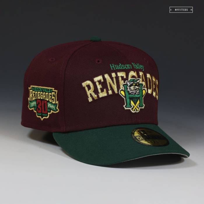 ニューエラ New Era 【 Hudson Valley Renegades 30Th Anniversary Retro Team Color Fitted Cap Unisex Intense Maroon / Field Green 】 レトロ Team チーム キャップ 帽子 ユニセックス マルーン Field フィールド green 緑・グリ｜スニケス