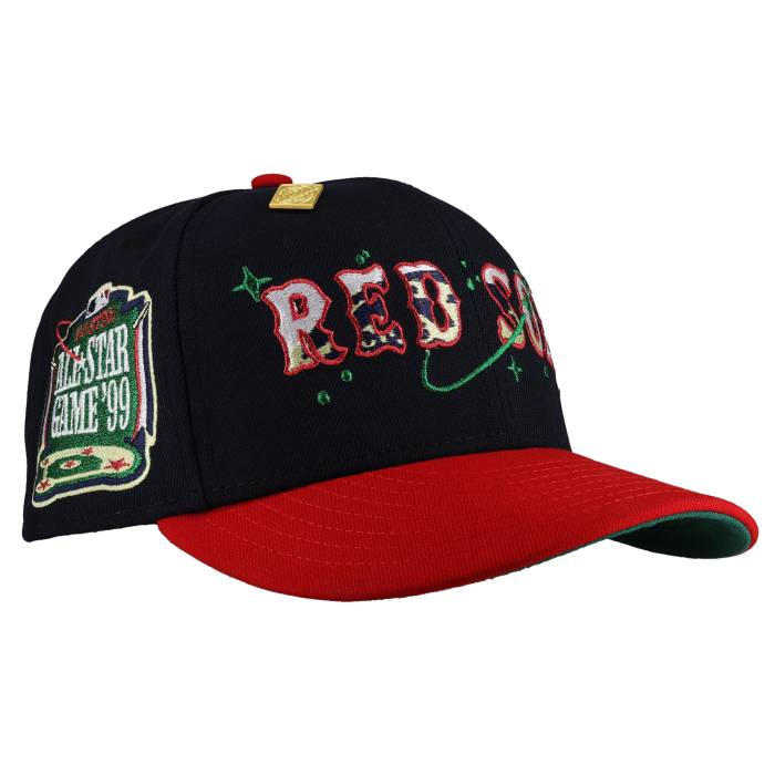 Newera 【 Boston Red Sox 1999 Asg Celestial Metallic 59Fifty Fitted Hat Unisex Navy/Red/Black Sweatband/Green Undervisor 】 豆の町 Red 赤・赤いこと ユニ一発やる 紺色 米国海軍 Red 赤・赤いこと 黒いこと 黒いこと green 緑・グ