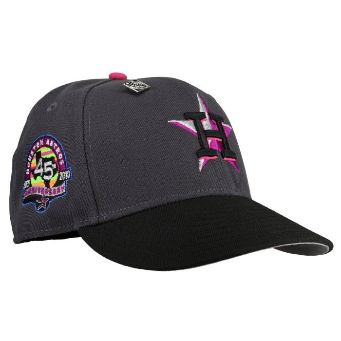 Newera 【 Houston Astros 45Th Anny Graphite/Black/Neon Metallic 59Fifty Fitted Hat Unisex Black/Graphite/Grey Undervisor/Black Sweatband 】 ヒューストン アストロズ ユニ一発やる 黒いこと 黒いこと 薄墨色 薄墨色
