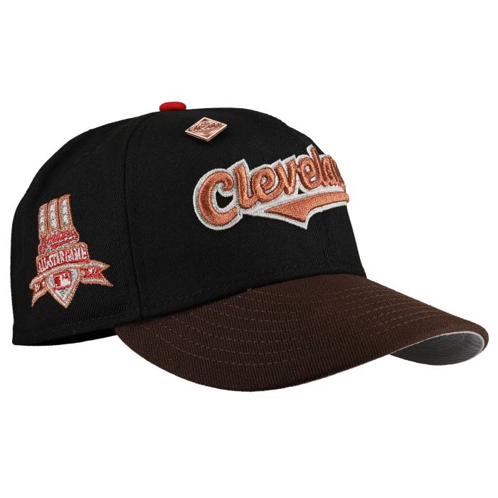 Newera 【 Cleveland Indians 1997 Asg Metallic 59Fifty Fitted Hat Unisex Black/Walnut/Grey Undervisor/Black Sweatband 】 クリーブランド インディアンス ユニ一発やる 黒いこと 黒いこと 薄墨色 薄墨色