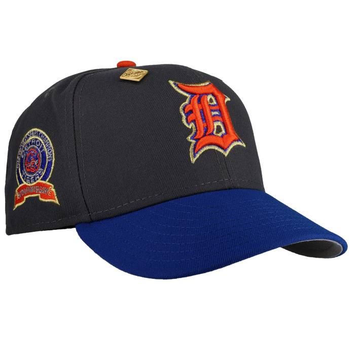 Newera 【 Detroit Tigers 1968 World Series Graphite Royal Metallic 59Fifty Fitted Hat Unisex Graphite / Grey Undervisor 】 自動車の街 タイガース つづき物 ユニ一発やる 薄墨色 薄墨色