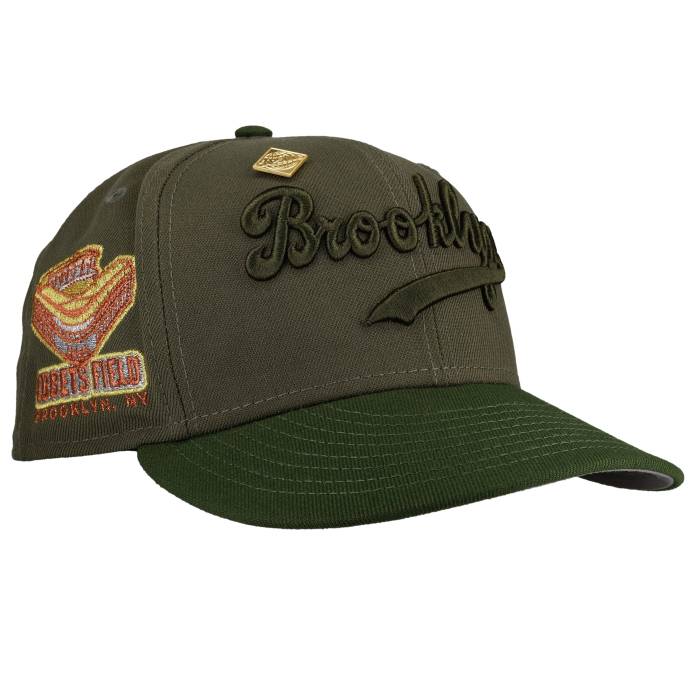 Newera 【 Brooklyn Dodgers Ebbets Field Two Tone Green Metallic Script 59Fifty Fitted Hat Unisex Dark Green / Green / Grey Undervisor 】 ブルックリン ドジャース Field 活動の領域 green 緑・緑であること 脚本 ユニ一発やる