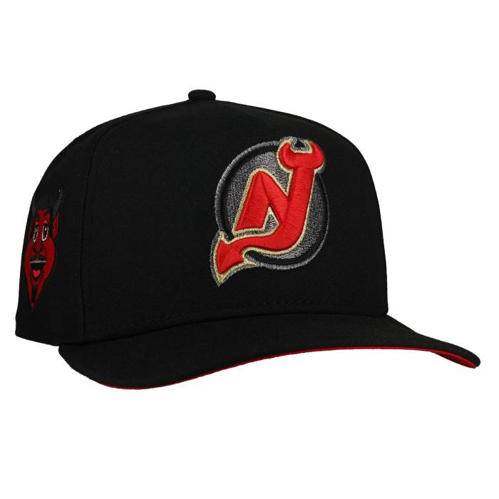 Newera 【 New Jersey Devils Black 9Fifty A Frame Snapback Hat Unisex Black 】 プルオーバー デビルス 黒いこと 黒いこと Snapback スナップバック 御徒面子 ユニ一発やる 黒いこと 黒いこと
