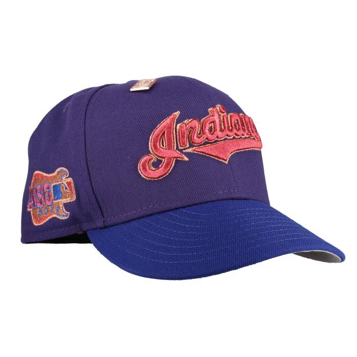 【★百貨店SALE★6/11真夜中2時迄】Newera 【 Cleveland Indians 2019 All Star Game Patch 59Ffity Fitted Hat Unisex Purple / Grey Undervisor /Black Sweatband 】 クリーブランド インディアンス Game 力くらべ ユニ一発やる Purple 紫・パープル 薄墨色 薄墨色 黒いこと