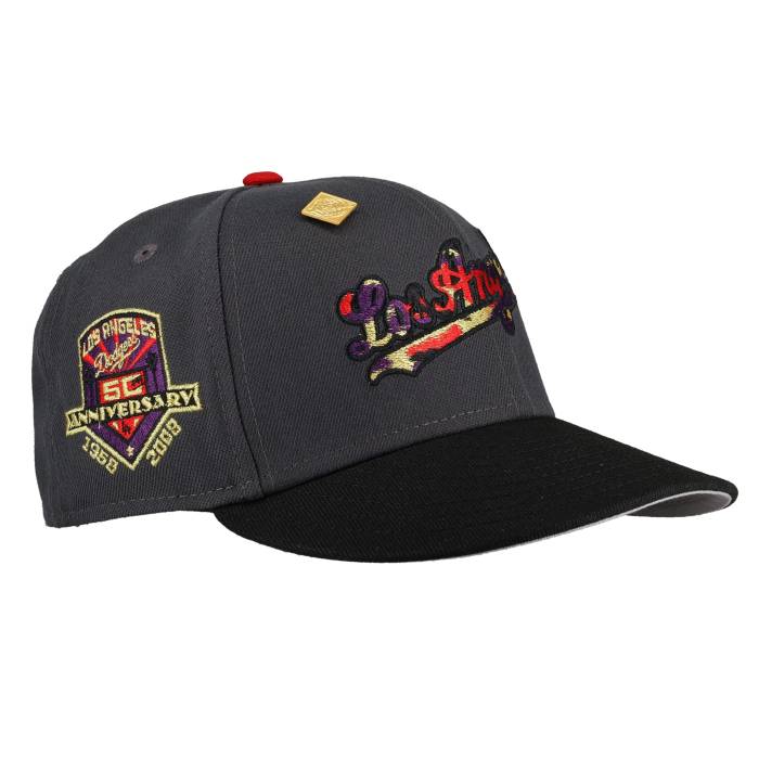 Newera 【 Los Angeles Dodgers 50Th Anniversary Graphite 59Fifty Fitted Hat Unisex Graphite / Grey Undervisor / Black Sweatband 】 ドジャース ユニ一発やる 薄墨色 薄墨色 黒いこと 黒いこと