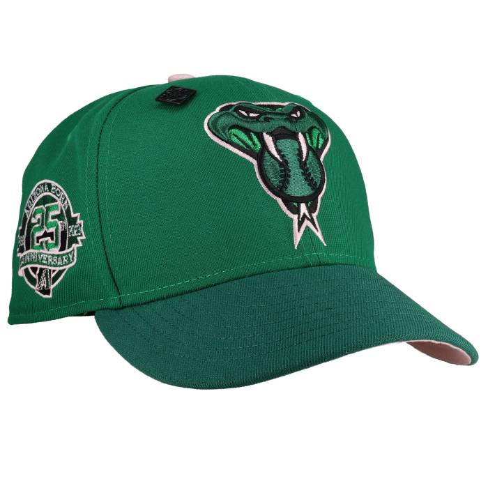 Newera 【 Arizona Diamondbacks 25Th Anniversary Metallic 2 Tone Green 59Fifty Fitted Hat Unisex Kelly Green/Emerald Green/Pink Undervisor / Black Sweatband 】 アリゾナ 金剛石バックス green 緑・緑であること ユニ一発やる green