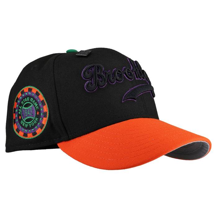 Newera 【 Brooklyn Dodgers 1942 Asg Black/Orange/Purple Metallic 59Fifty Fitted Hat Unisex Black / Orange/ Grey Undervisor / Black Sweatband 】 ブルックリン ドジャース ユニ一発やる 黒いこと 黒いこと orange 橙・オレンジ色 薄墨色