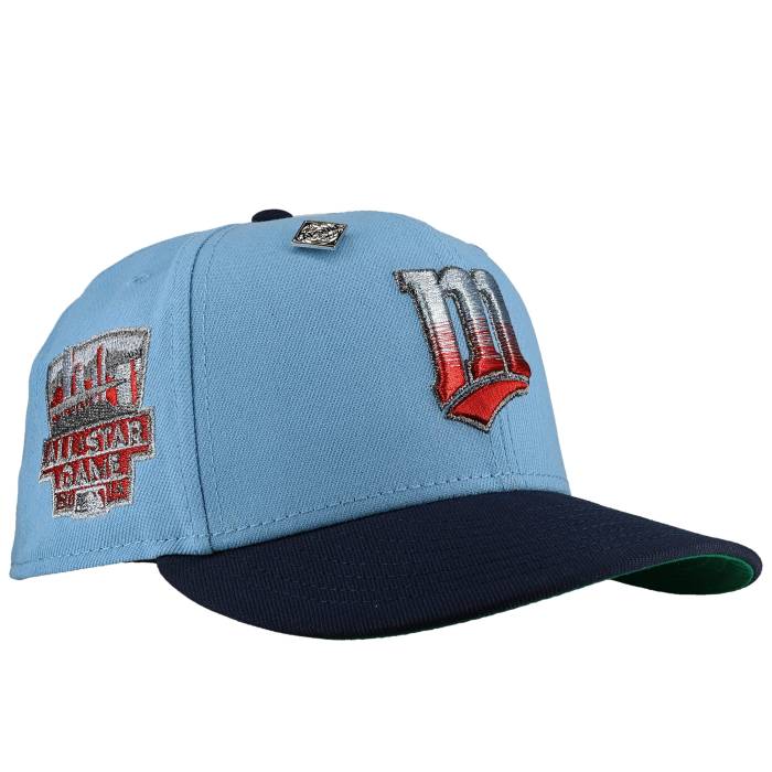 Newera 【 Minnesota Twins 2014 All Star Game Metallic 59Fifty Fitted Hat Unisex Blue/Navy/Metallic/Green Undervisor/Black Sweatband 】 北極星の州 ツインズ Game 取り組み ユニ一発やる 青み 青色 紺色 米国海軍 green 緑・グリー
