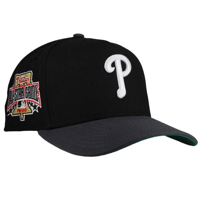 【★百貨店SALE★6/11真夜中2時迄】Newera 【 Philadelphia Phillies 1996 New Era 9Fifty A Frame Snapback Hat (Black/Graphite) Unisex Black/Graphite 】 兄弟愛の都市 フィリーズ Snapback スナップバック 御徒面子 ユニ一発やる 黒いこと 黒いこと