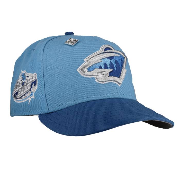 Newera 【 Minnesota Wild 2004 All Star Game Sky Blue Metallic 59Fifty Fitted Hat Unisex Light Blue/ Dark Blue /Grey Undervisor 】 北極星の州 wild ワイルド Game 取り組み 天の原 青み 青色 ユニ一発やる 青み 青色 薄墨色 グレ