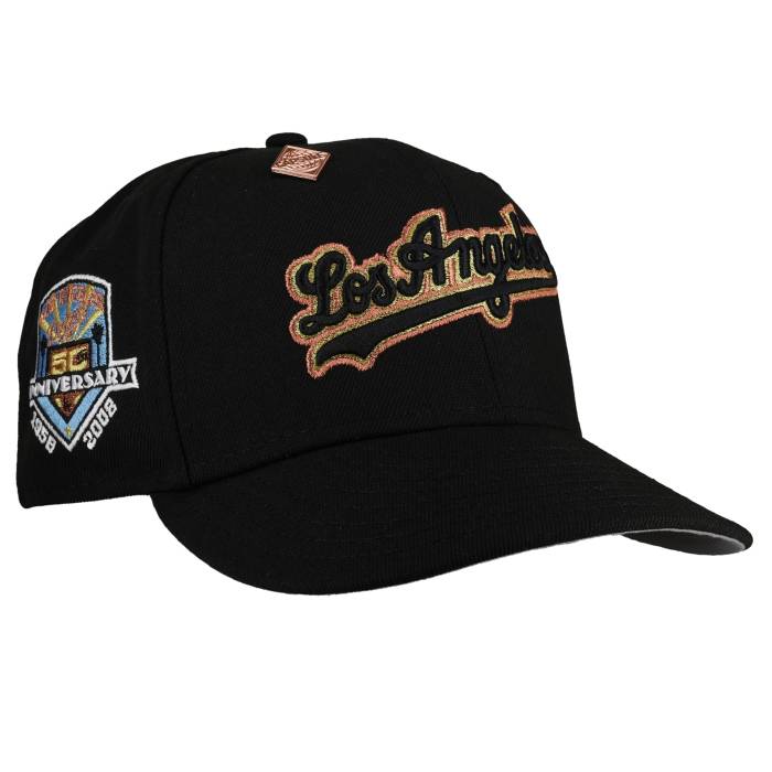 Newera 【 Los Angeles Dodgers 50Th Anniversary Black Gold/Copper Trim 59Fifty Fitted Hat Unisex 】 ドジャース 黒いこと 黒いこと ユニ一発やる