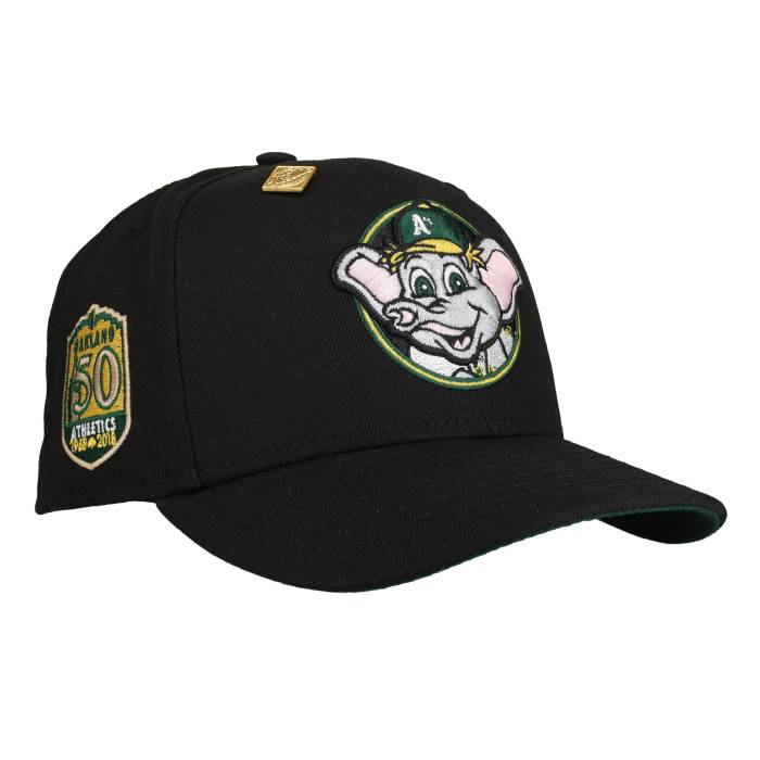 Newera 【 Oakland Athletics 50Th Anniversary \"Stompers\"" Black 59Fifty Fitted Hat Unisex Black / Green Undervisor 】 オークランド アスレチックス 黒いこと 黒いこと ユニ一発やる 黒いこと 黒いこと green 緑・緑であること"