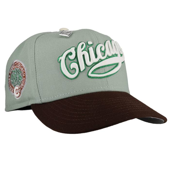 【★百貨店SALE★6/11真夜中2時迄】Newera 【 Chicago Cubs Wrigley Field Seafoam 59Fifty Fitted Hat Unisex Green / Walnut / Grey Undervisor 】 風の強い町 カブス Field 活動の領域 ユニ一発やる green 緑・緑であること 薄墨色 薄墨色