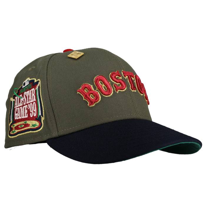 Newera 【 Boston Red Sox 1999 Asg Metallic 59Fifty Fitted Hat Unisex Olive/Navy/Green Undervisor/Black Sweatband 】 豆の町 Red 赤・赤いこと ユニ一発やる olive オリーブ 紺色 米国海軍 green 緑・緑であること 黒いこと 黒いこと