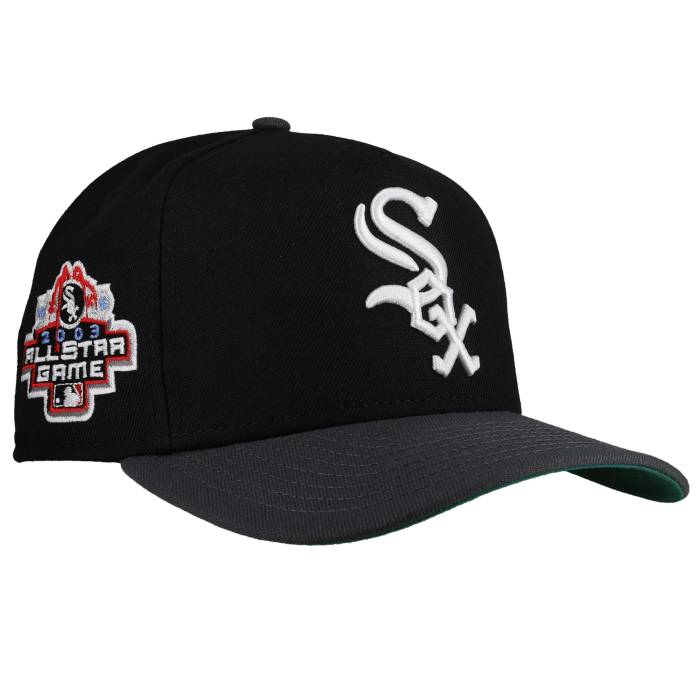 Newera 【 Chicago White Sox 2003 New Era 9Fifty A Frame Snapback Hat (Black/Graphite) Unisex Black/Graphite 】 シカゴ 白色 ホワイト Snapback スナップバック バッグ ユニセックス 黒色 ブラック|スニケス