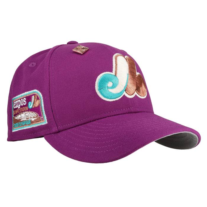 Newera 【 Montreal Expos Olympic Stadium Purple Metallic 59Fifty Fitted Hat Unisex 】 モントリオール 国際オリンピック競技大会 競技場 Purple 紫・パープル ユニ一発やる