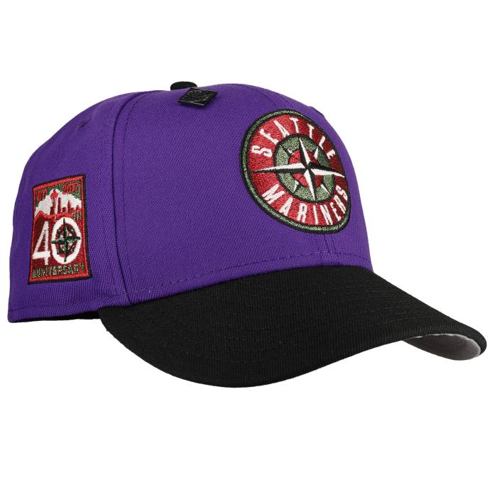Newera 【 Seattle Mariners 40Th Anniversary Purple Shock Metallic 59Fifty Fitted Hat Unisex Purple / Grey Brim 】 シアトル マリナーズ Purple 紫・パープル ぼうぜん自失 ユニ一発やる Purple 紫・パープル 薄墨色 薄墨色