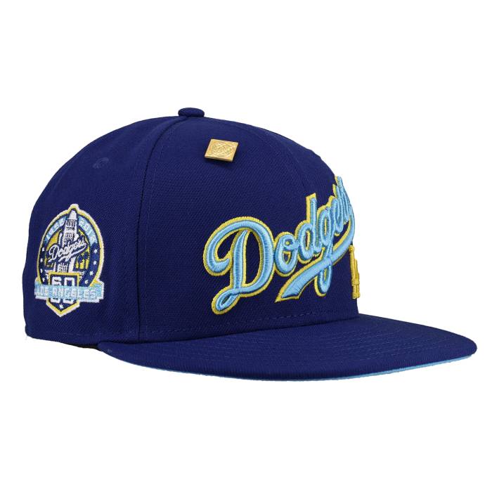 【★百貨店SALE★6/11十二時2時迄】Newera 【 Los Angeles Dodgers Royal Ice Collection 60Th Anniversary 59Fifty Fitted Hat Unisex Royal Blue / Light Blue Undervisor/ Black Sweatband 】 ドジャース 寄せあわせ ユニ一発やる 青み 青色 黒いこと 黒いこと